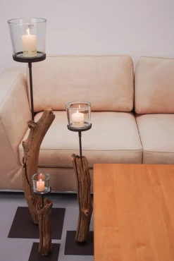 WMG Holz Windlicht Laura Windlicht 45 cm-ohne Kerzen