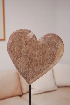 WMG Holzherz grau auf Eisenständer, Höhe 90 cm