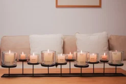 WMG Lincoln Windlicht 100 cm mit 10 Gläsern ohne Kerze