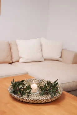 WMG Rattantablett Gras natur-schwarz d 60cm