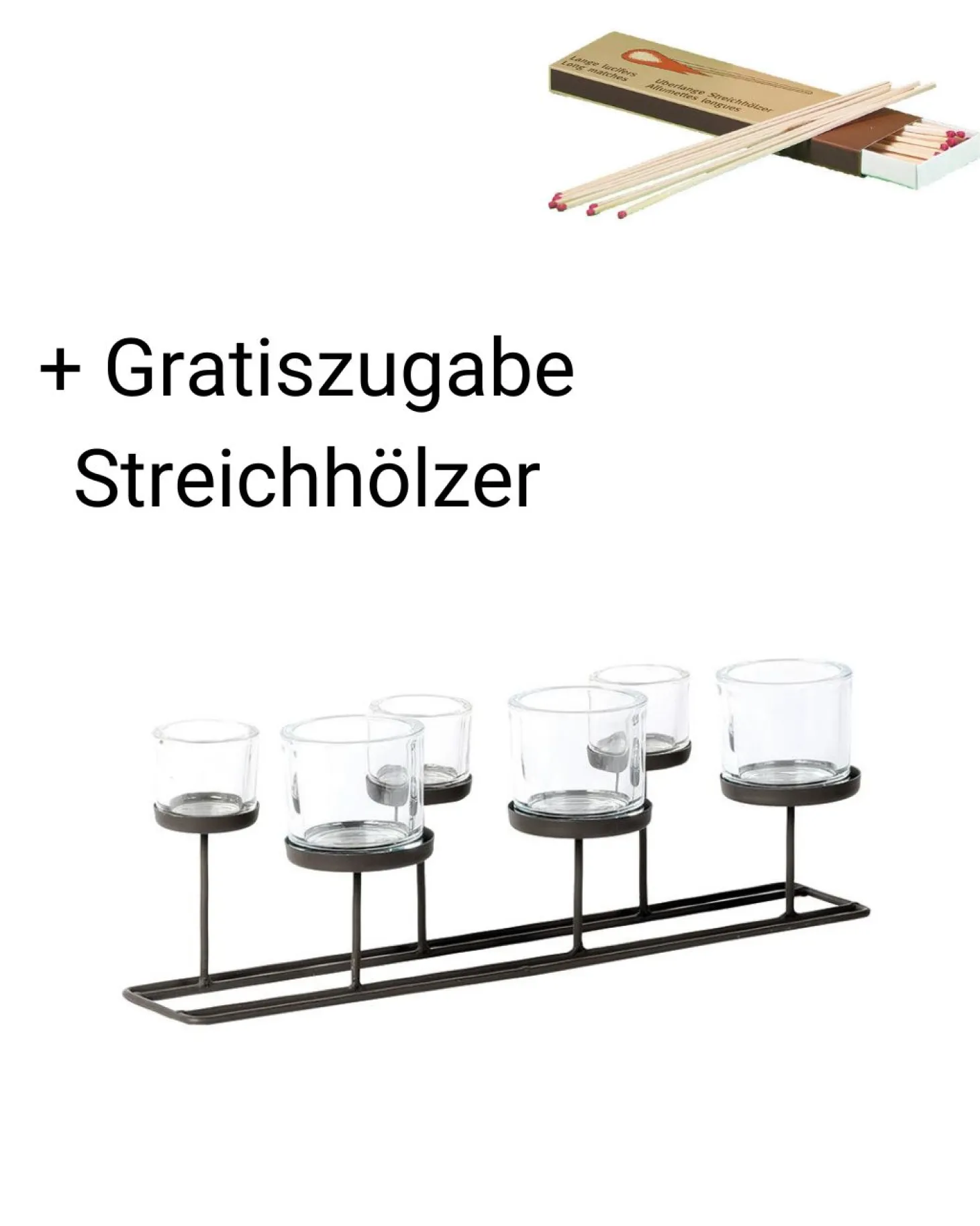 WMG Windlicht Lincoln 50 cm mit 6 Gläsern Mit Gratiszugabe