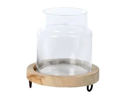 WMG Windlicht Teak Höhe 25 cm, Durchmesser 25 cm